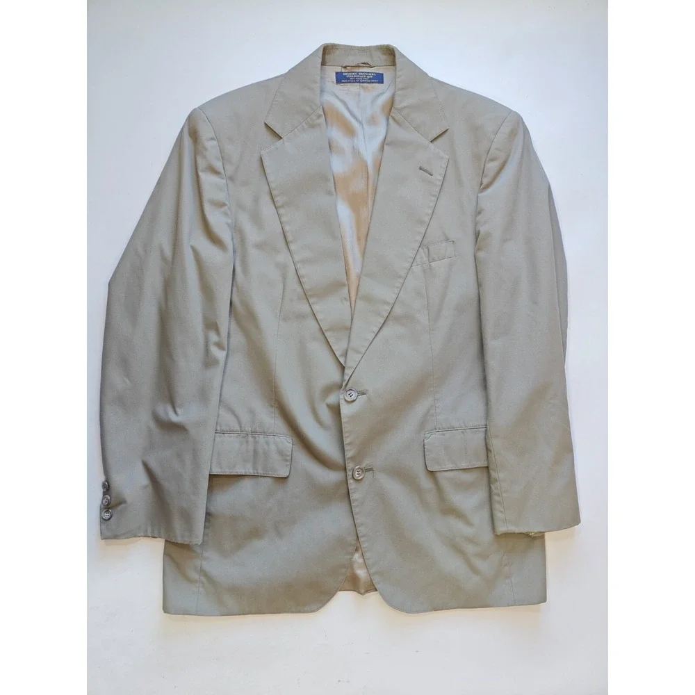 Brooks Brothers Mens Cotton Blazer Sports Coat 43R Olive USA 2 Button D705